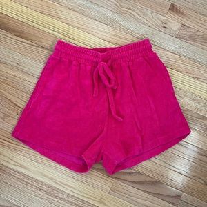 Daily Drills Hot Pink Terry Cloth Drawstring Shorts